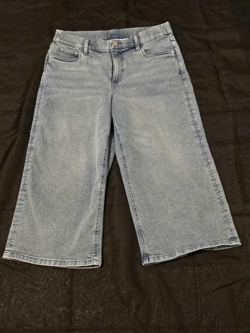 Denim&Co Light Blue Cropped Wide-Leg Jeans